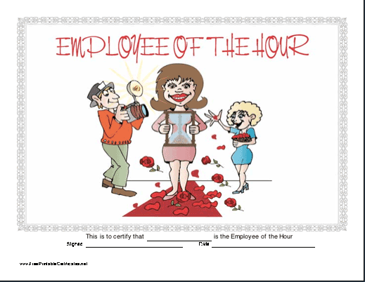 Employee of the Hour Certificate (female) certificate