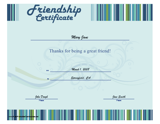 Friendship certificate