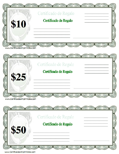 Certificado de Regalo certificate