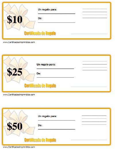Certificado de Regalo certificate