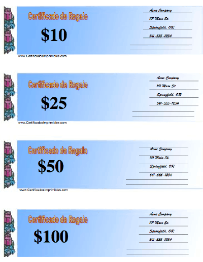 Certificado de Regalo certificate