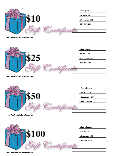 Blank Gift certificate