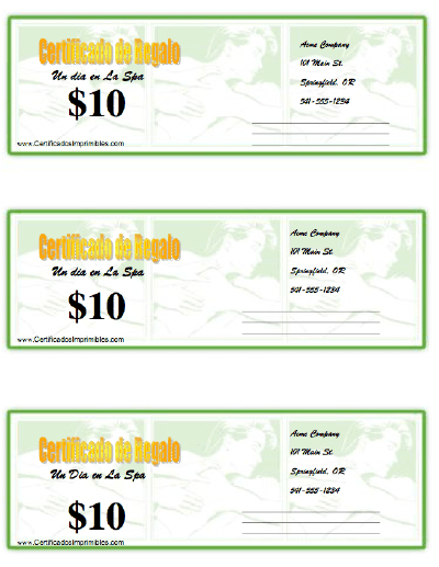 Certificado de Regalo - un dia en La Spa certificate