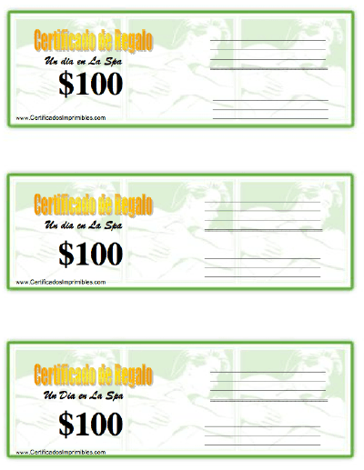 Certificado de Regalo - un dia en La Spa certificate