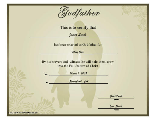 Godfather certificate