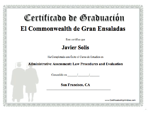 Certificado de Graduación certificate
