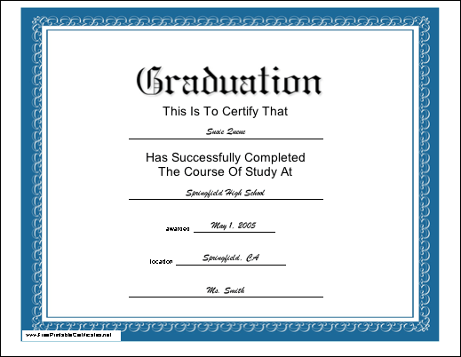 Graduation certificate