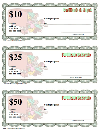 Certificado de Regalo certificate