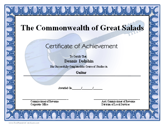 Achievement - Guitar certificate