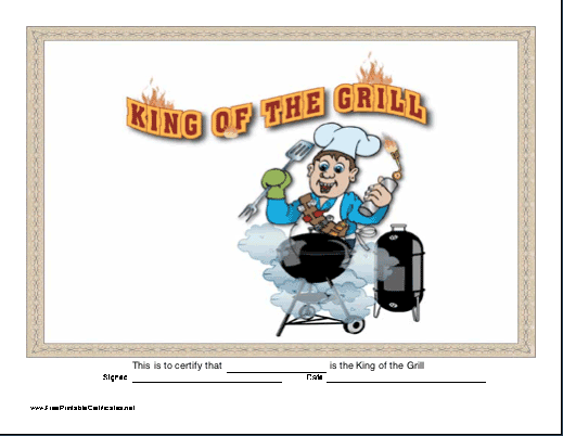 King of the Grill certificate