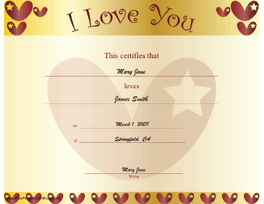 Love certificate