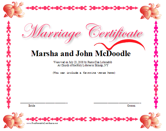 Marriage certificate