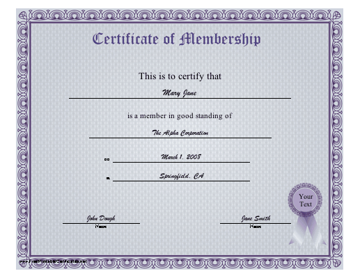 Membership certificate