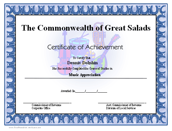 Achievement - Music certificate