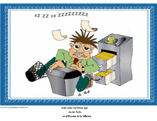 El Payaso de la Oficina certificate