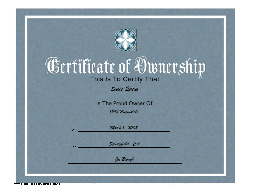 Ownership certificate