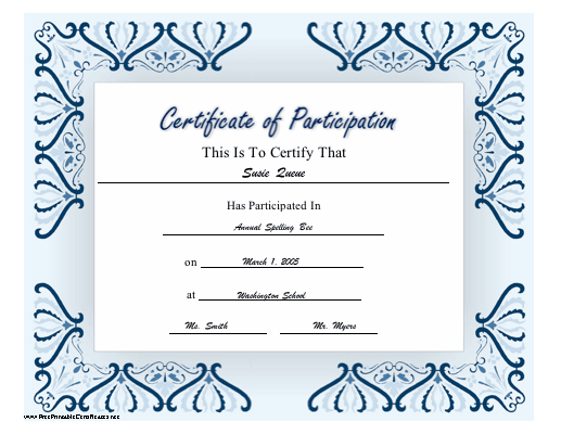 Participation certificate