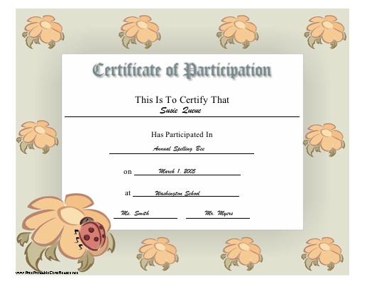 Participation certificate