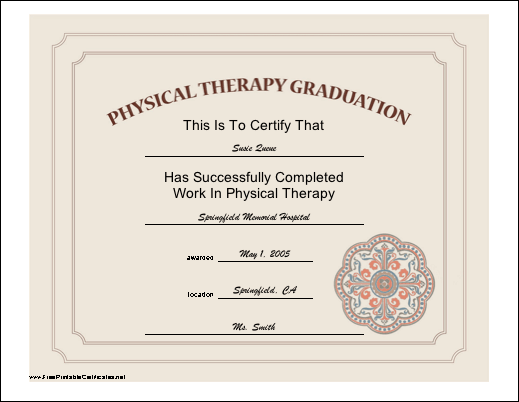 Physical Therapy Graduation certificate