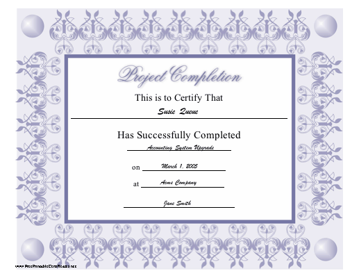 Project Completion certificate