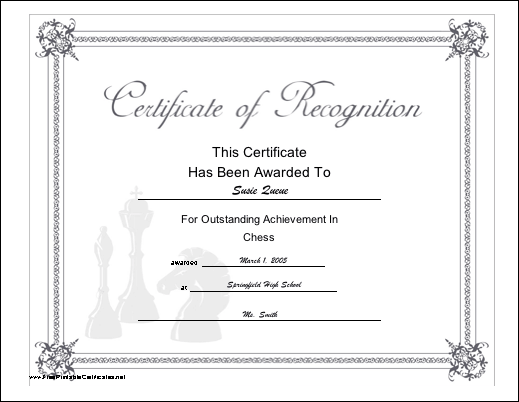 Chess certificate