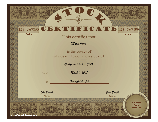 Stock certificate