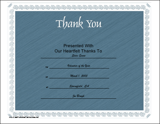 Thank You certificate