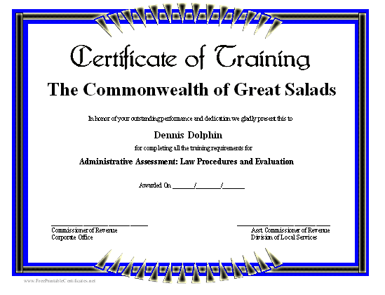 Training certificate