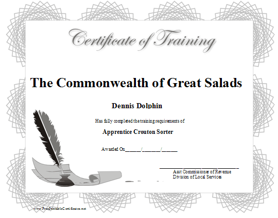 Training certificate