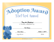 Adoption Award Stuffed Animal