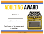 Adulting Award Cooking certificate