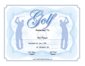 Golf Certificate Blue