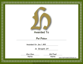 H Monogram Certificate