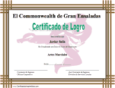 Certificado de Logro en Artes Marciales