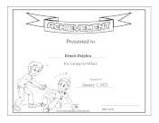 Kids Achievement Award Caring BW