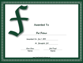 Offset F Monogram Certificate