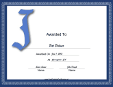 Offset J Monogram Certificate