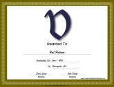V Monogram Certificate