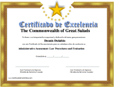 Certificado de Excelencía