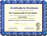 Certificado de Excelencía