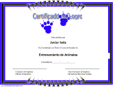 Certificado de Logro en Entrenamiento de Animales